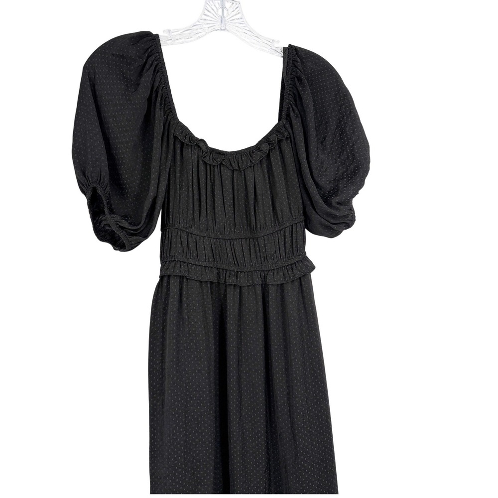 Anthropologie DRA Lola Peasant Dress Black Swiss Dot Midi Puff Sleeve Small - Picture 6 of 10